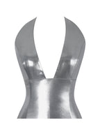 Valeska Silver Foil Plunging Sheath Maxi Dress