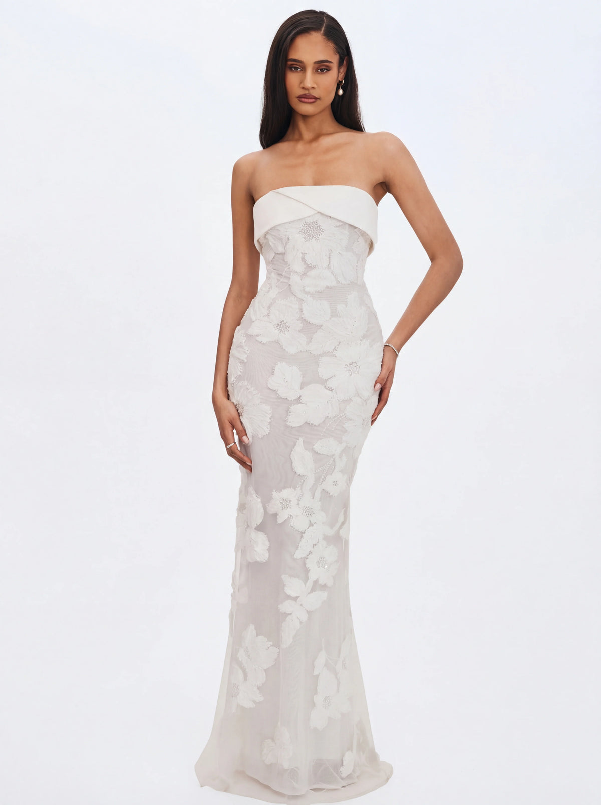 Raphaela White Floral Strapless Mermaid Wedding Dress