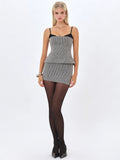Victoria Black Micro Houndstooth Mini Skirt