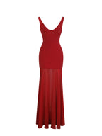 Verona Crimson Scoop Neck Flared Maxi Dress