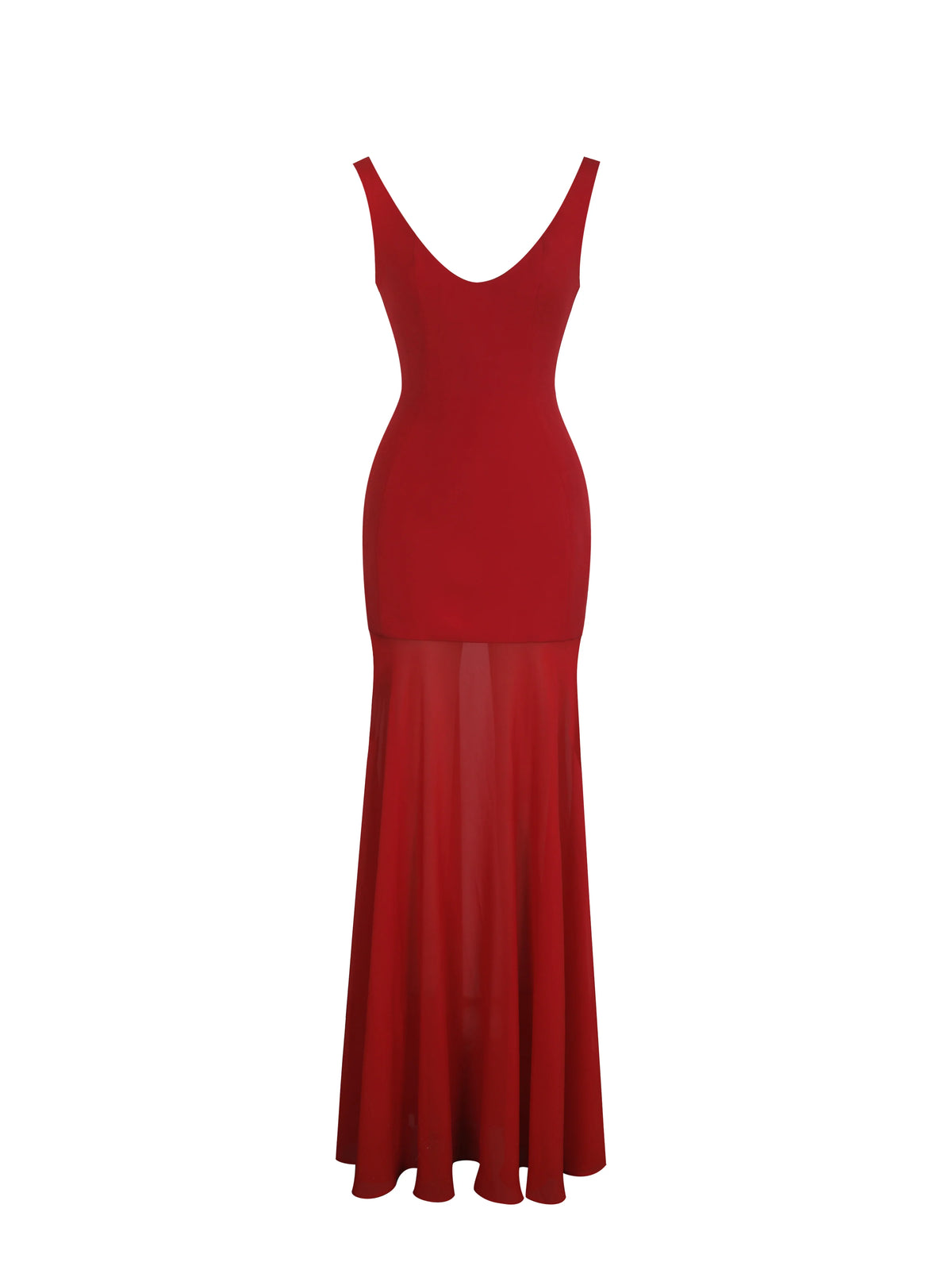 Verona Crimson Scoop Neck Flared Maxi Dress
