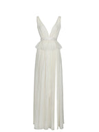 Calleigh Off White Flare Beaded Belt Maxi Gown