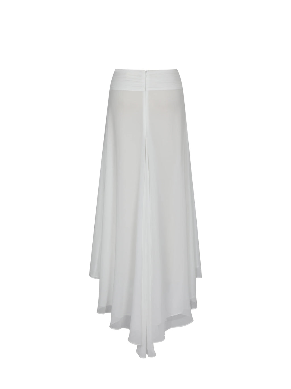 Yanna White Chiffon High Low Maxi Skirt