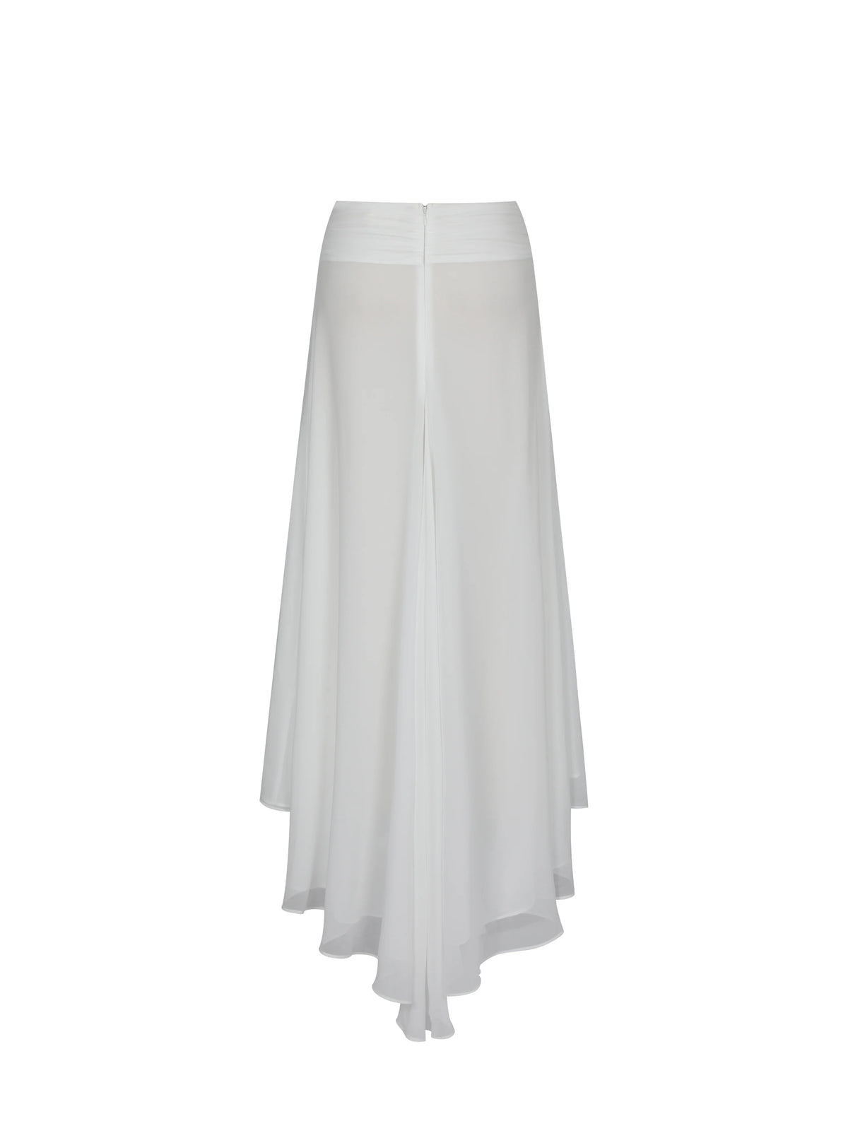 Yanna White Chiffon High Low Maxi Skirt