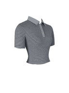 Westley Grey Navy Lyocell Jersey Striped Polo Top