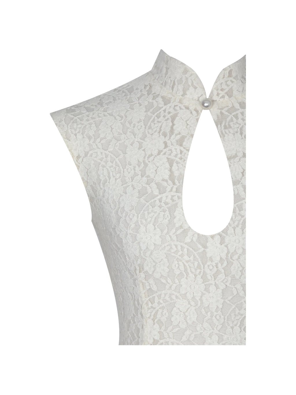 Garcelle Cream Brushed Lace Keyhole Mermaid Midi Dress