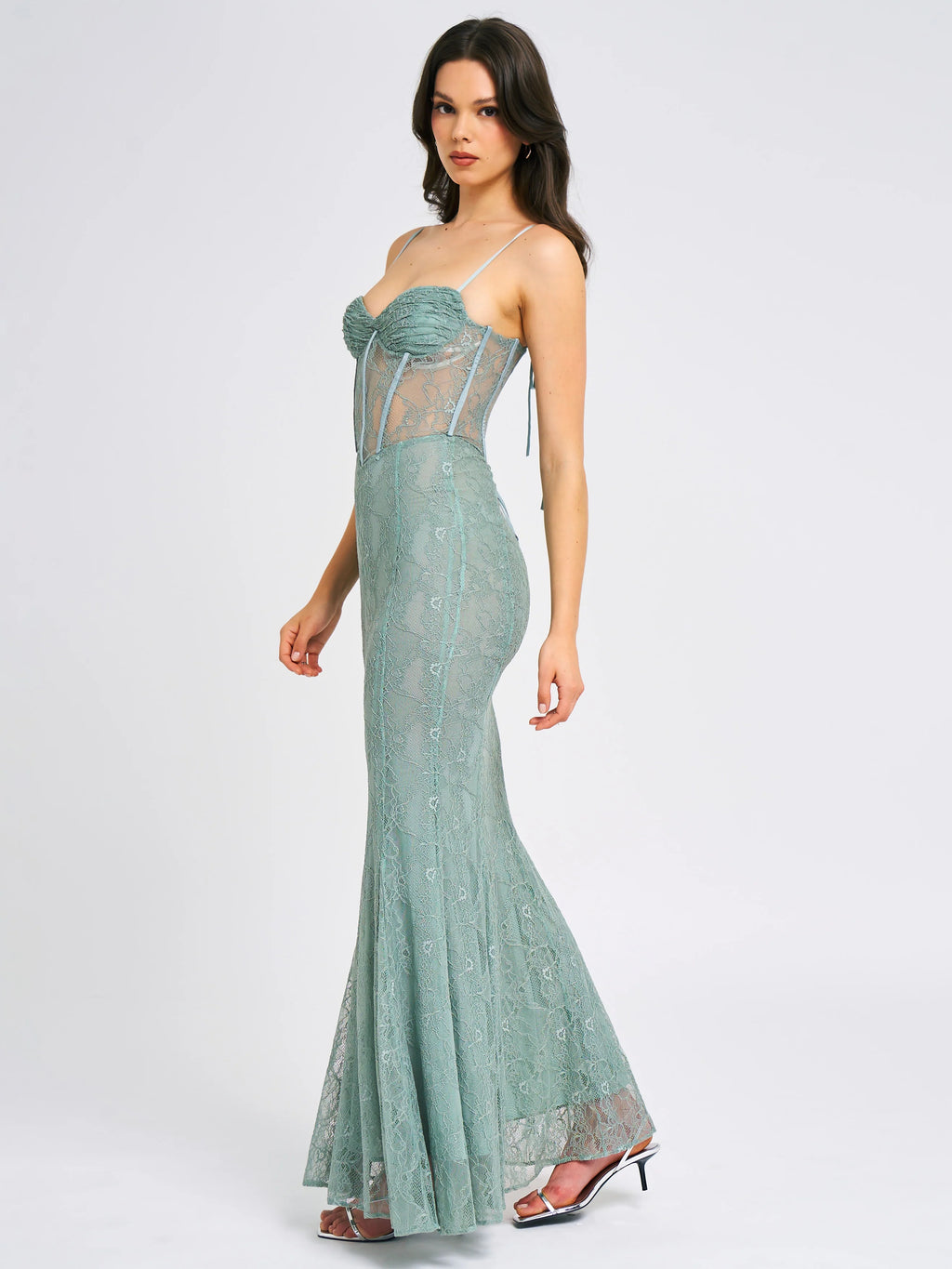 Janelle Green Sweetheart Mermaid Lace Maxi Dress Archive Sale