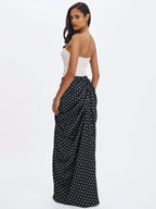 Tamryn Black White Polka Dot Sweetheart Maxi Dress