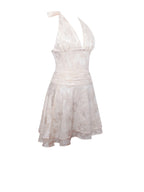Quintana Jacquard Textured Slit Halter Mini Dress Archive Sale