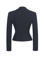 Quinne Navy Striped Single Breasted Peplum Blazer