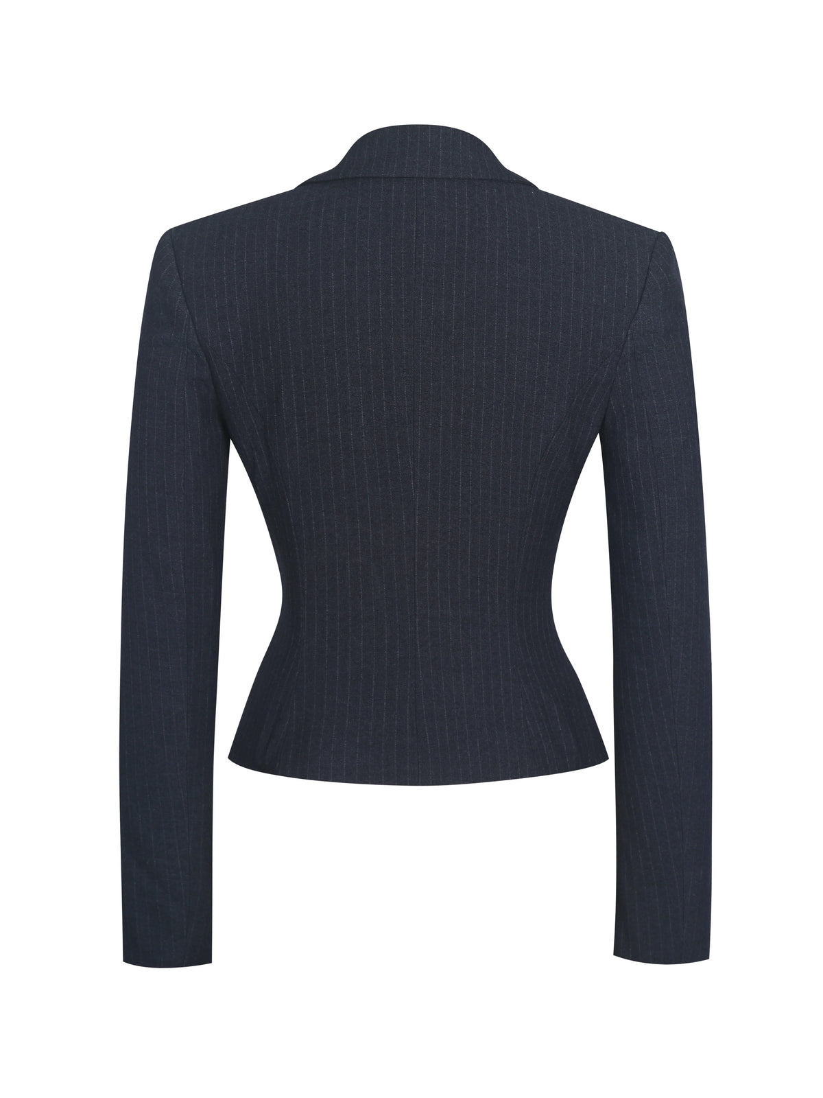 Quinne Navy Striped Single Breasted Peplum Blazer