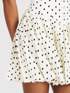 Edeline Polka Dot Off shoulder Pleated Mini Dress