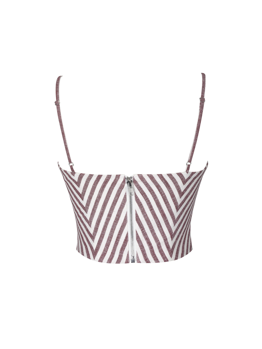 Xola Red White Chevron Striped Linen Cropped Top