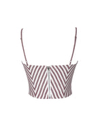 Xola Red White Chevron Striped Linen Cropped Top