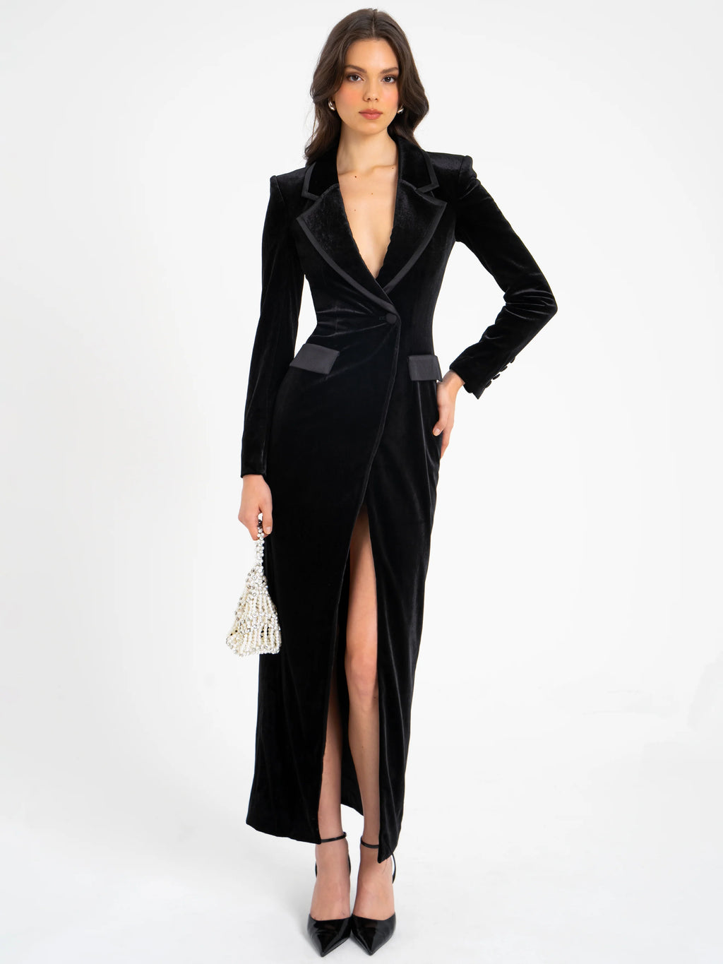 Willow Velvet High Slit Blazer Gown Archive Sale