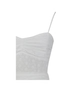Maelis White Cotton Eyelet Drop Waist Midi Dress