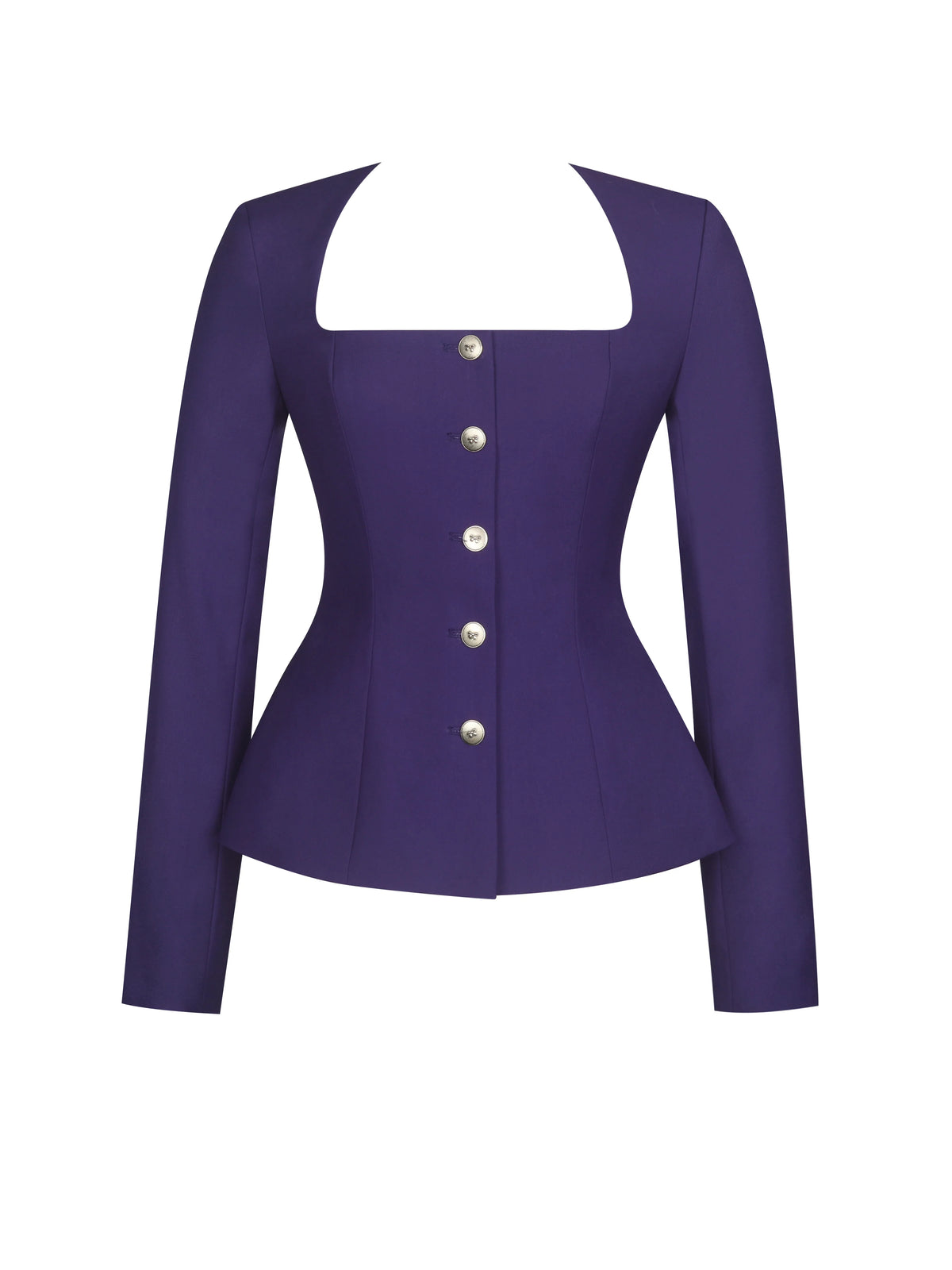 Skyla Indigo Square Neckline Peplum Blazer