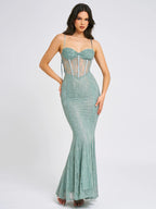 Janelle Green Sweetheart Mermaid Lace Maxi Dress Archive Sale
