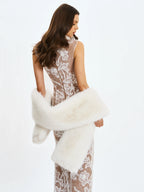 Jazmin White Multi wear Faux Fur Scarf