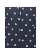 Nuri Navy Polka Dot Ramie Crossover Halter A Line Midi Dress