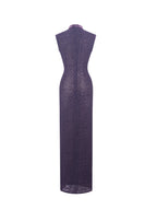 Riona Violet Burnout Velvet Mesh Keyhole Maxi Dress
