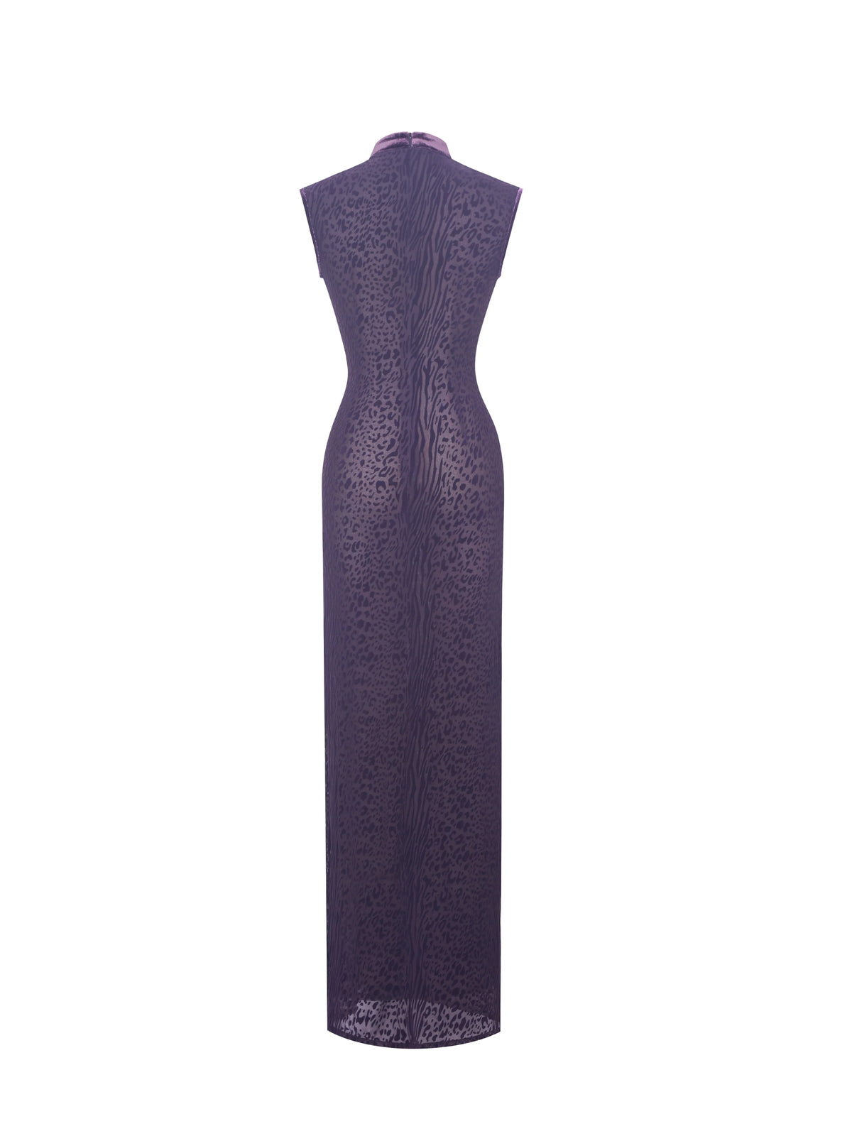 Riona Violet Burnout Velvet Mesh Keyhole Maxi Dress