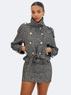 Sandra Black White Tweed Mini Skirt
