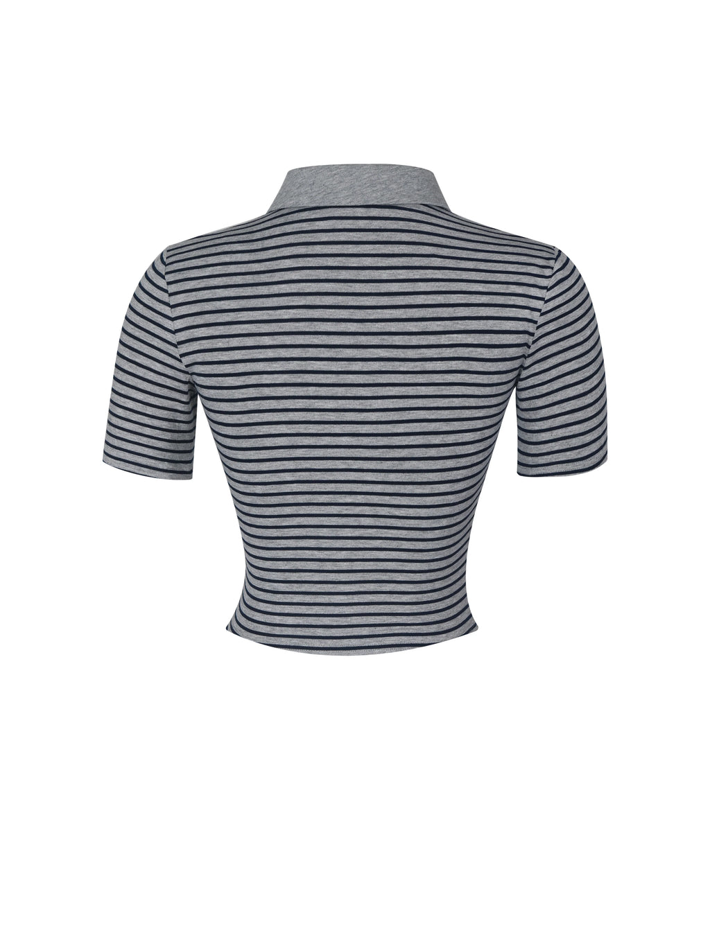 Westley Grey Navy Lyocell Jersey Striped Polo Top