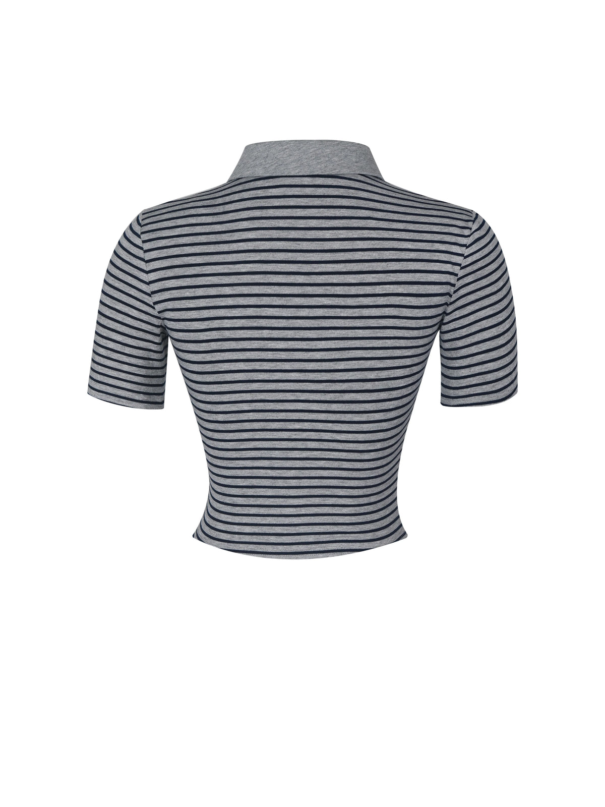 Westley Grey Navy Lyocell Jersey Striped Polo Top