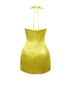 Marcia Gold Satin Strappy Halter Neck Dress Archive Sale
