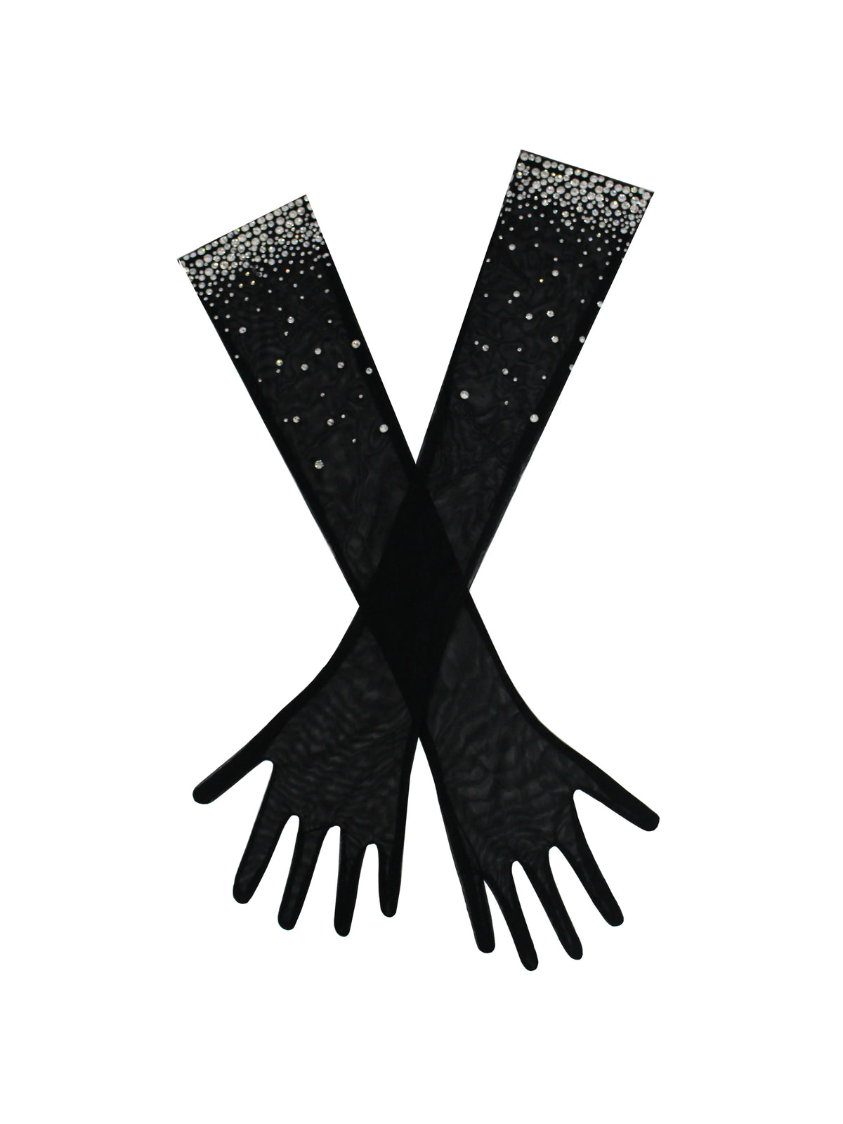 Izzy Black Crystal Opera length Gloves