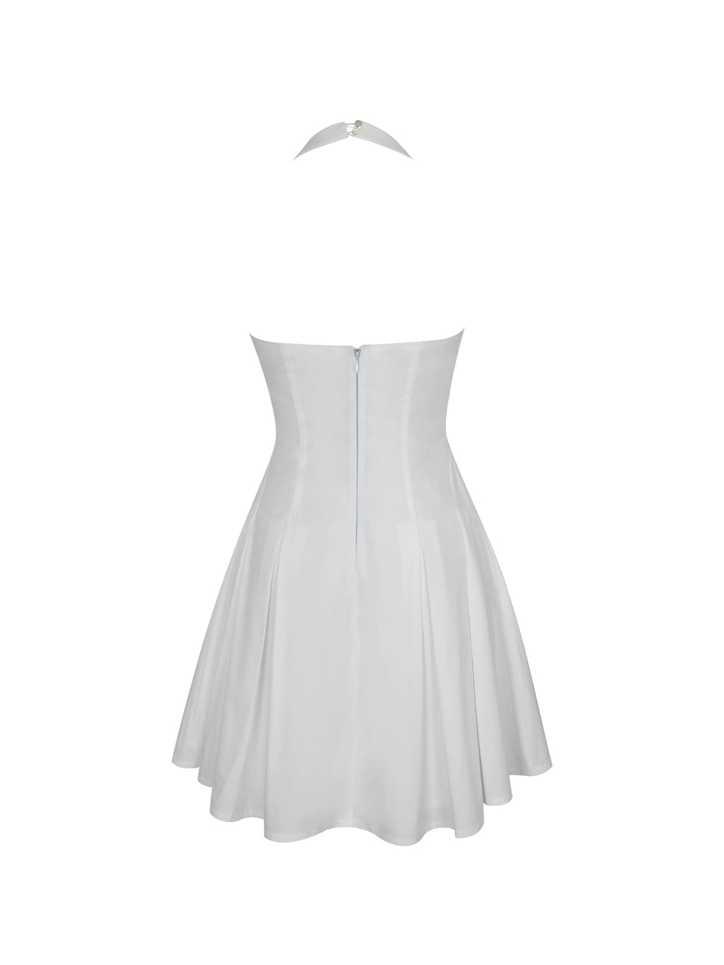 Jordyn White Cotton Poplin Keyhole Halter Mini Dress