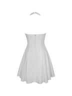 Jordyn White Cotton Poplin Keyhole Halter Mini Dress