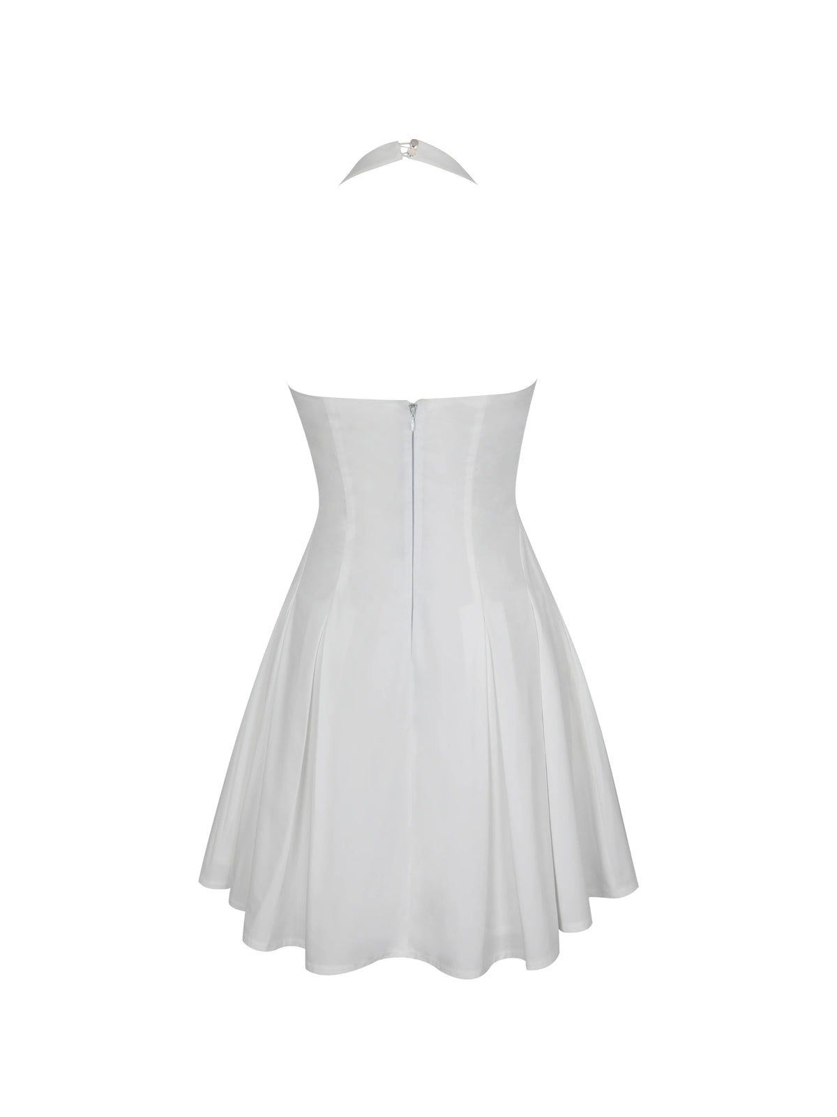 Jordyn White Cotton Poplin Keyhole Halter Mini Dress
