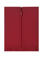 Tereza Crimson Georgette Bardot High Slit Maxi Dress