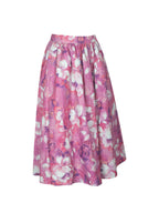 Xalina Blooming Magenta Linen Low Rise Midi Skirt