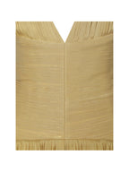Xavia Gold Crystal Organza Plunging Halter Mini Dress