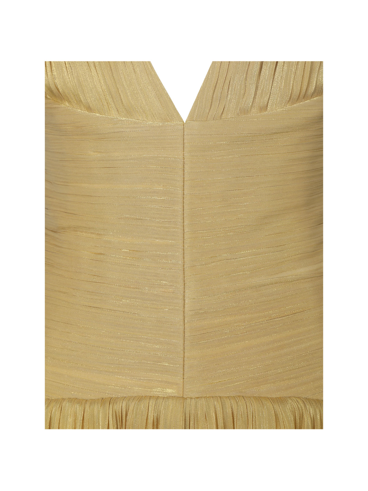 Xavia Gold Crystal Organza Plunging Halter Mini Dress