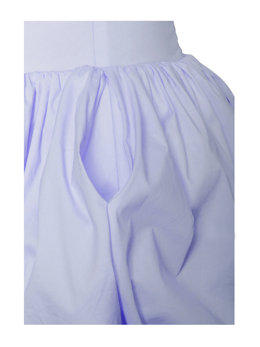 Oletta Blue Cotton Poplin Corset Strapless Bubble Hem Mini Dress