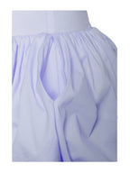Oletta Blue Cotton Poplin Corset Strapless Bubble Hem Mini Dress