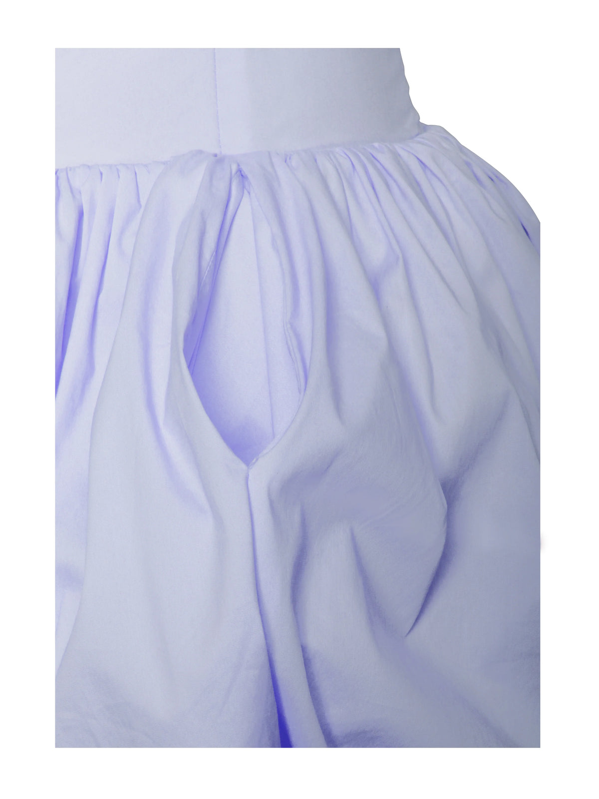 Oletta Blue Cotton Poplin Corset Strapless Bubble Hem Mini Dress