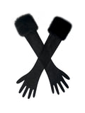 Eve Black Fur Trimmed Mesh Opera length Gloves