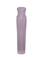 Tosca Beaded Purple Gradient Strapless Peplum Maxi Dress