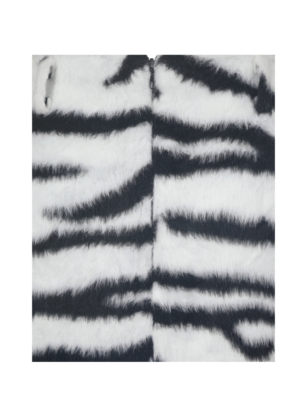 Xylena Black White Zebra Fur Midi Pencil Skirt