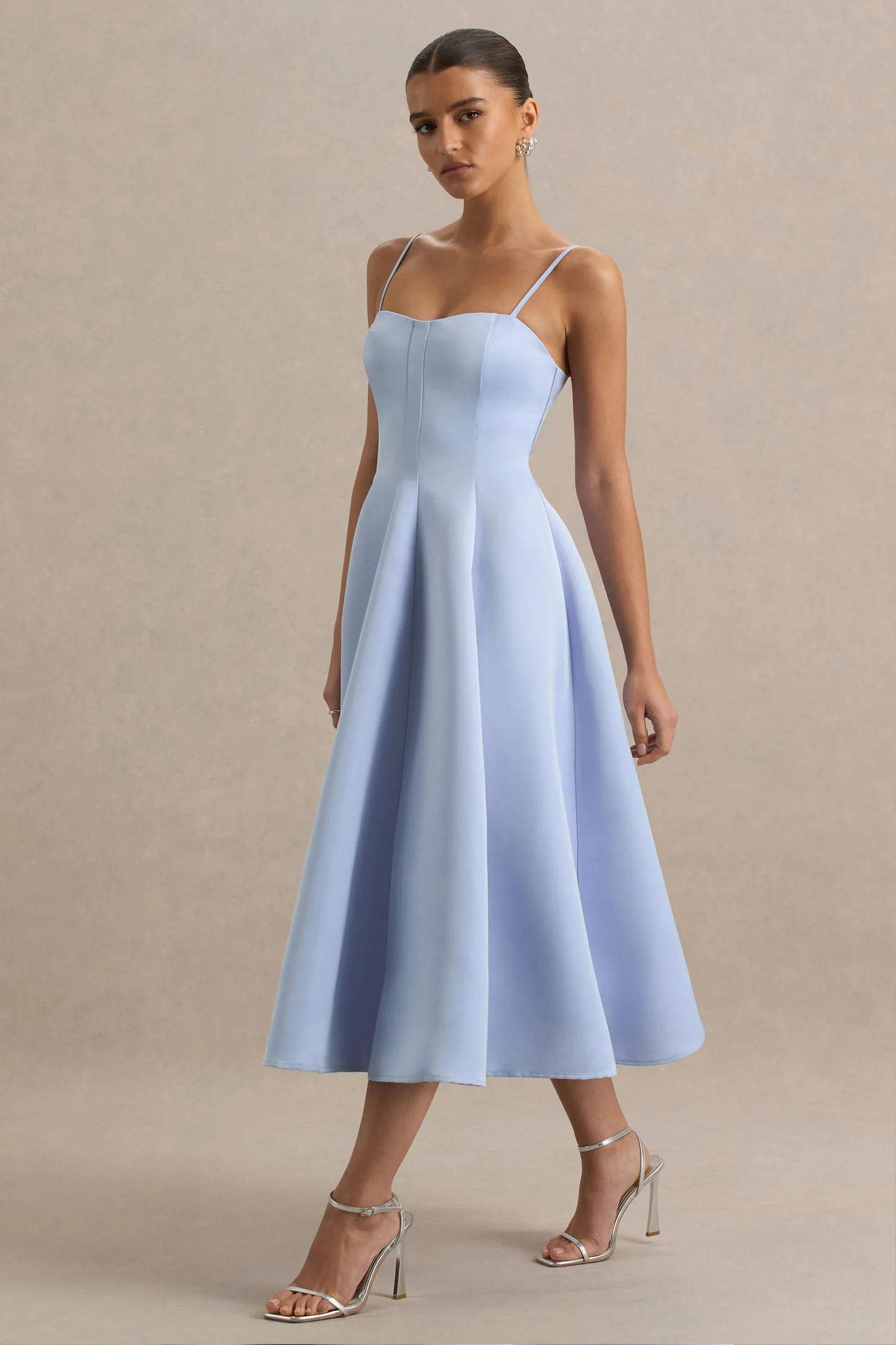 Mally Powder Blue Sweetheart A Line Midi Dress