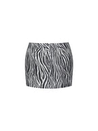 Petrine Zebra Linen Print Low Waisted Mini Skirt