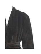 Celine Espresso Faux Mink Belted Longline Coat