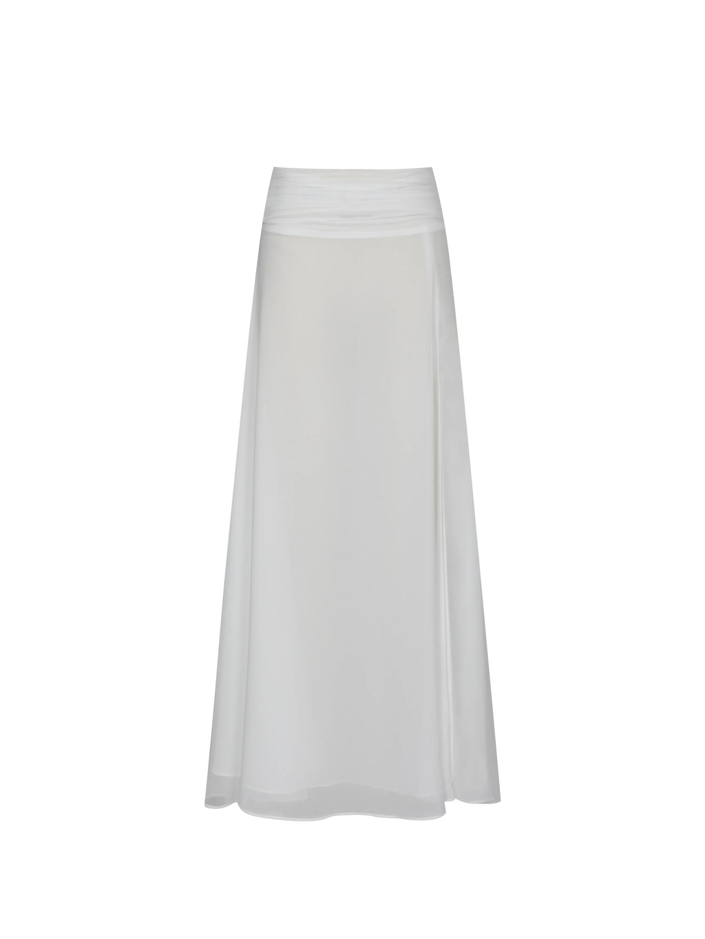 Yanna White Chiffon High Low Maxi Skirt