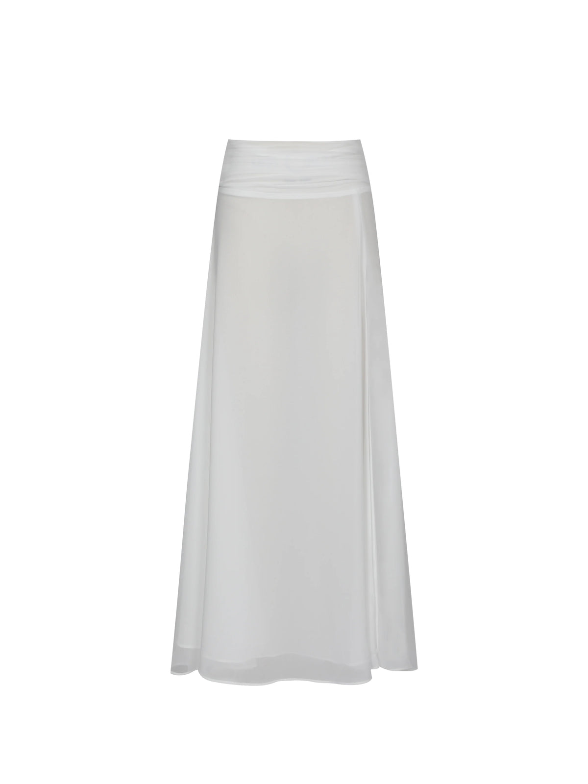 Yanna White Chiffon High Low Maxi Skirt