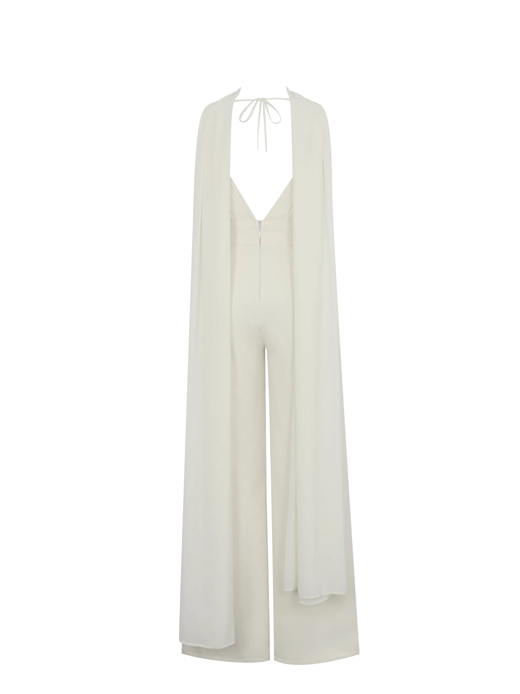Harper Ivory Ruched V Neck Jumpsuit with Scarf